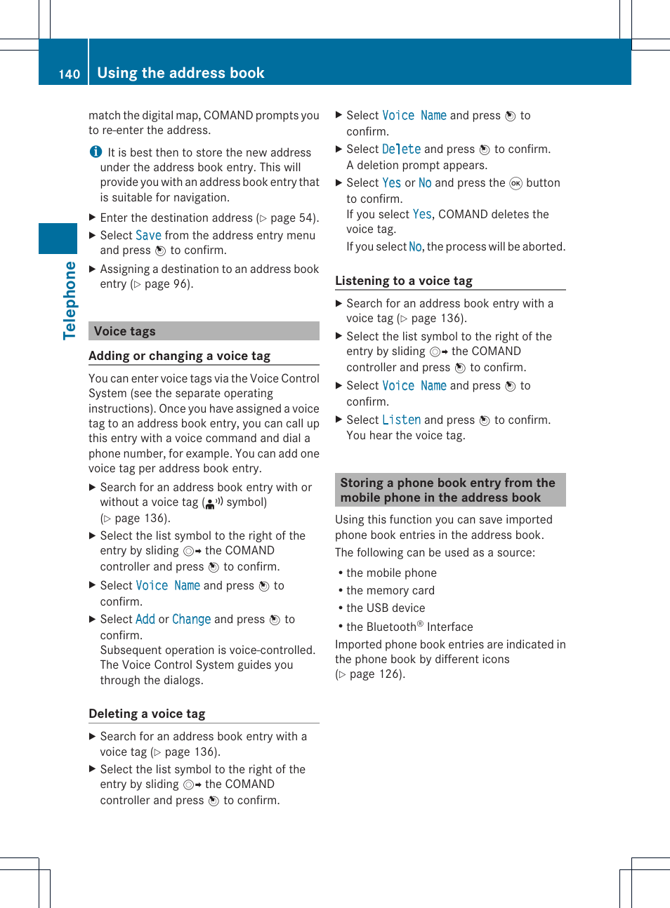 Telephone, Using the address book | Mercedes-Benz C-Coupe 2012 COMAND Manual User Manual | Page 142 / 234