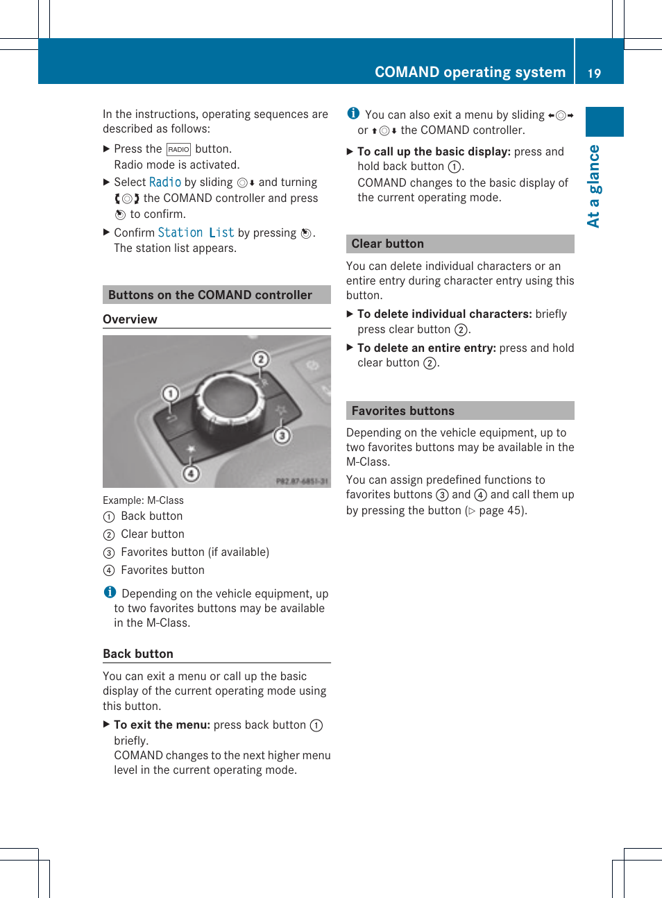 At a glance, Comand operating system | Mercedes-Benz C-Coupe 2012 COMAND Manual User Manual | Page 21 / 234