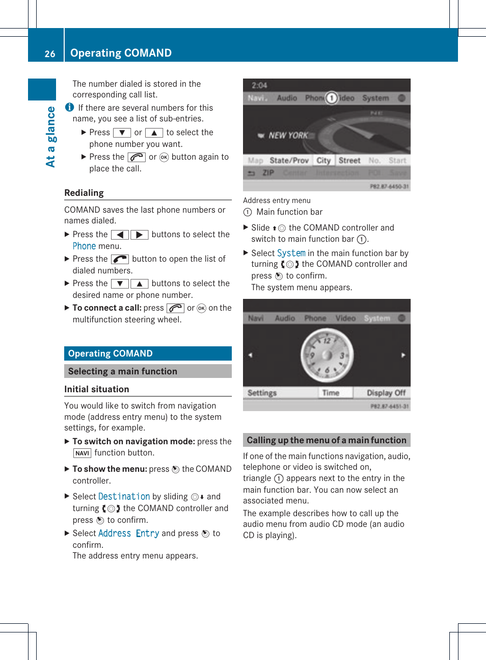 At a glan ce, Operating comand | Mercedes-Benz C-Coupe 2012 COMAND Manual User Manual | Page 28 / 234