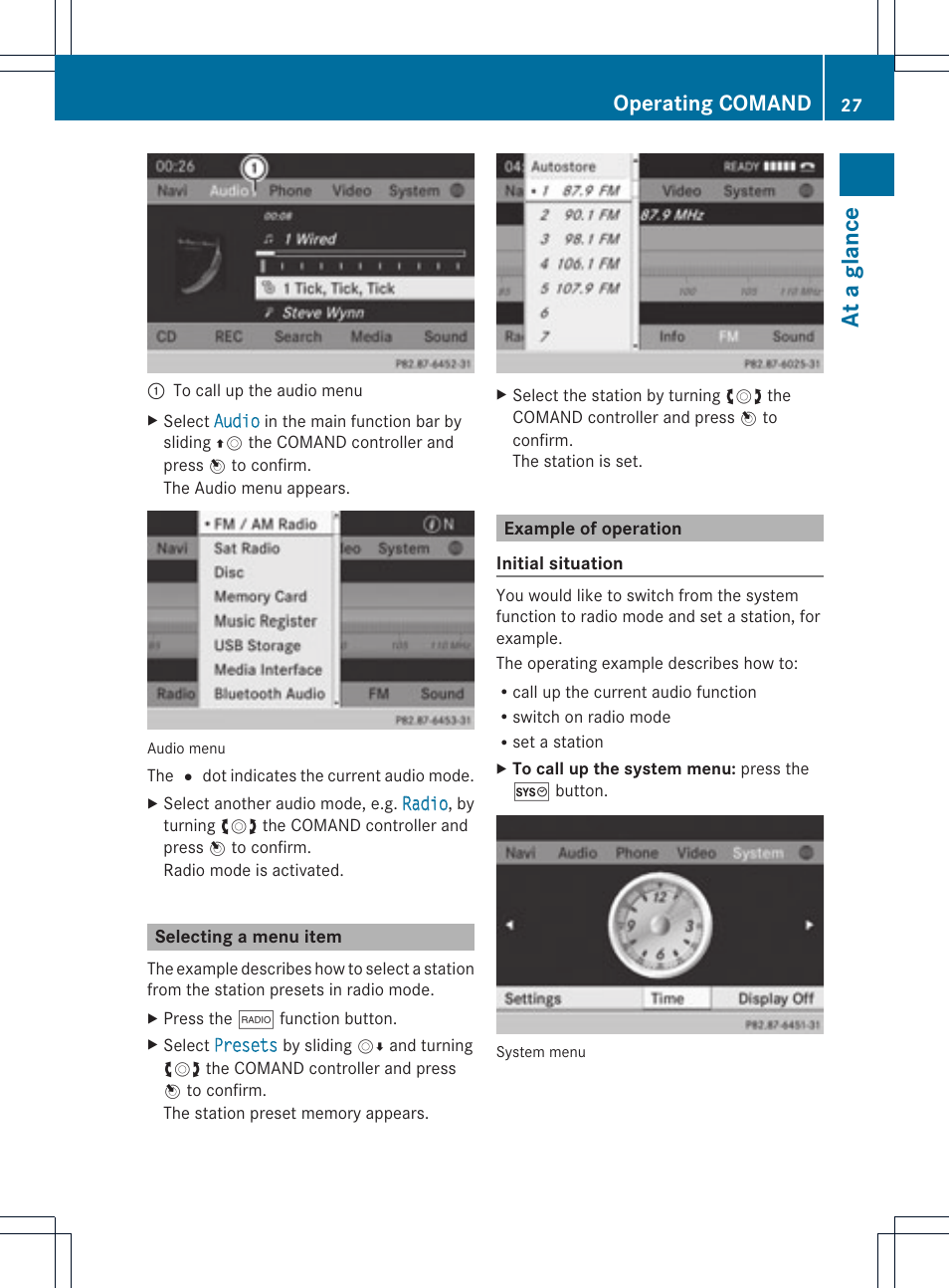 At a glanc e, Operating comand | Mercedes-Benz C-Coupe 2012 COMAND Manual User Manual | Page 29 / 234