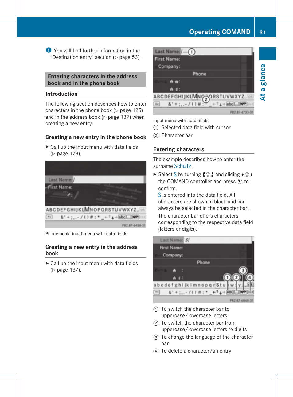 At a glance, Operating comand | Mercedes-Benz C-Coupe 2012 COMAND Manual User Manual | Page 33 / 234
