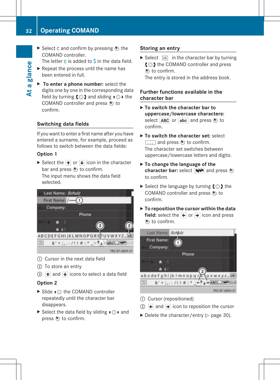 At a glance, Operating comand | Mercedes-Benz C-Coupe 2012 COMAND Manual User Manual | Page 34 / 234