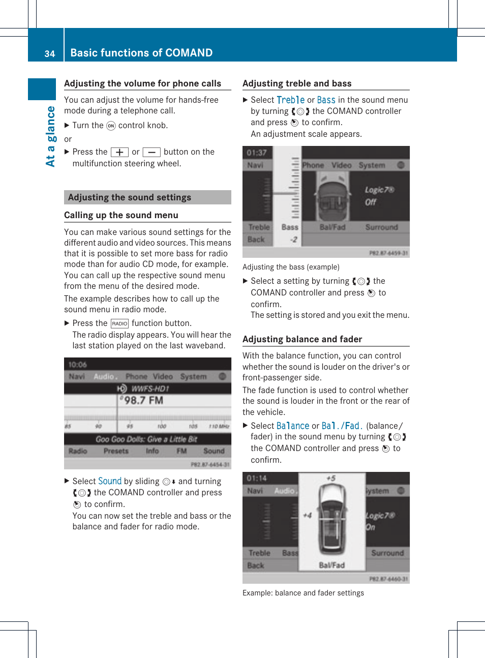 At a glance, Basic functions of comand | Mercedes-Benz C-Coupe 2012 COMAND Manual User Manual | Page 36 / 234