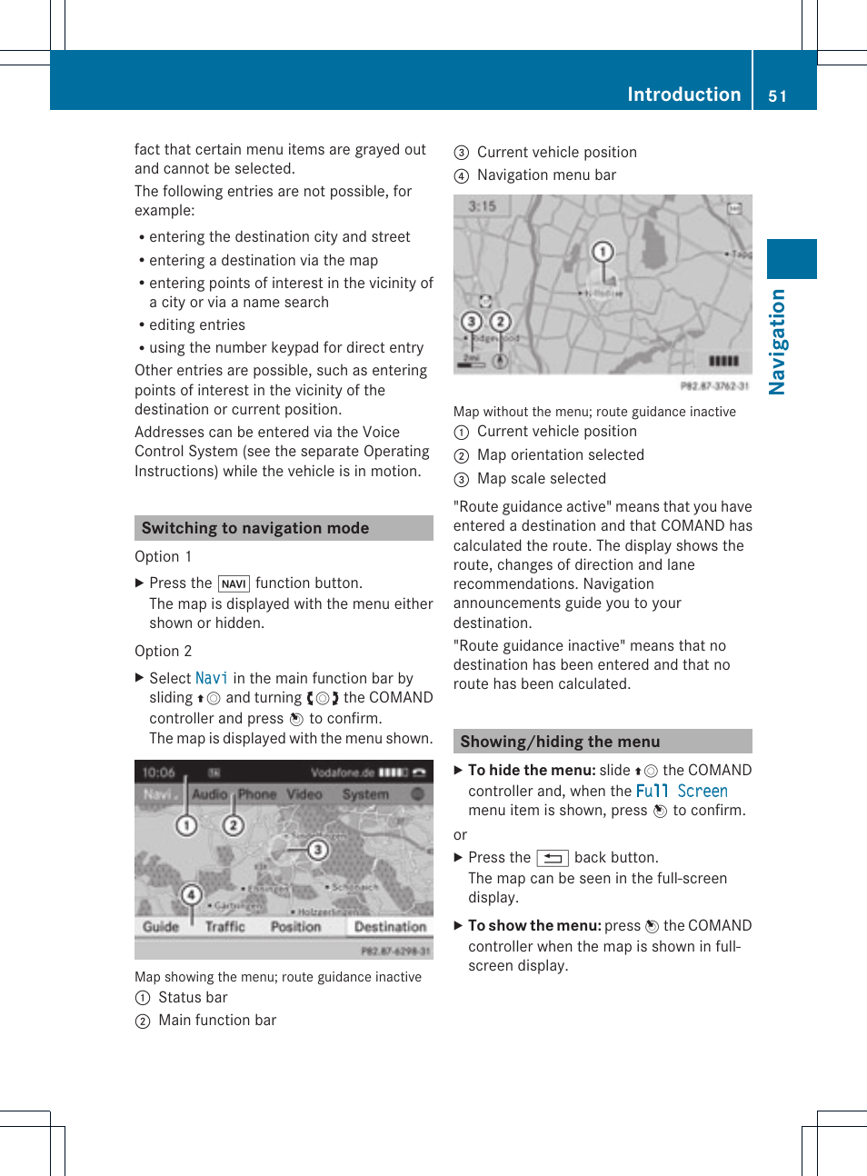 Na vigation, Introduction | Mercedes-Benz C-Coupe 2012 COMAND Manual User Manual | Page 53 / 234