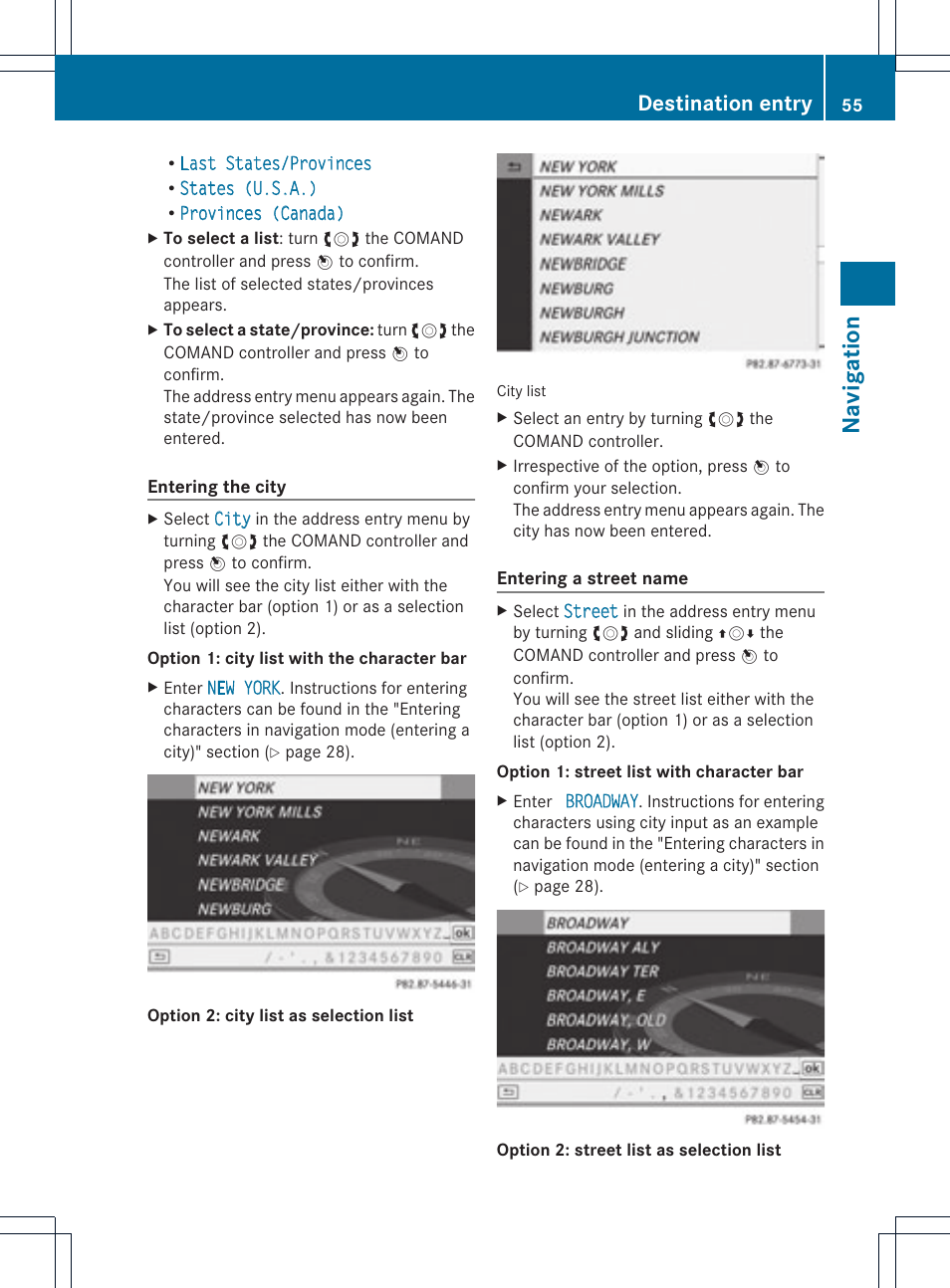 Na vigat ion, Destination entry | Mercedes-Benz C-Coupe 2012 COMAND Manual User Manual | Page 57 / 234