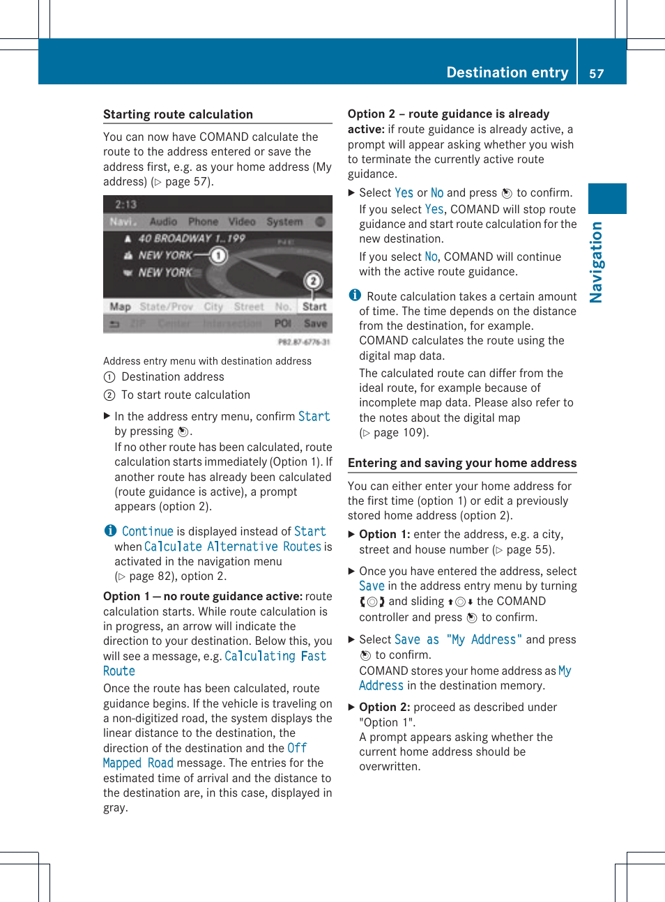 Navigat ion, Destination entry | Mercedes-Benz C-Coupe 2012 COMAND Manual User Manual | Page 59 / 234