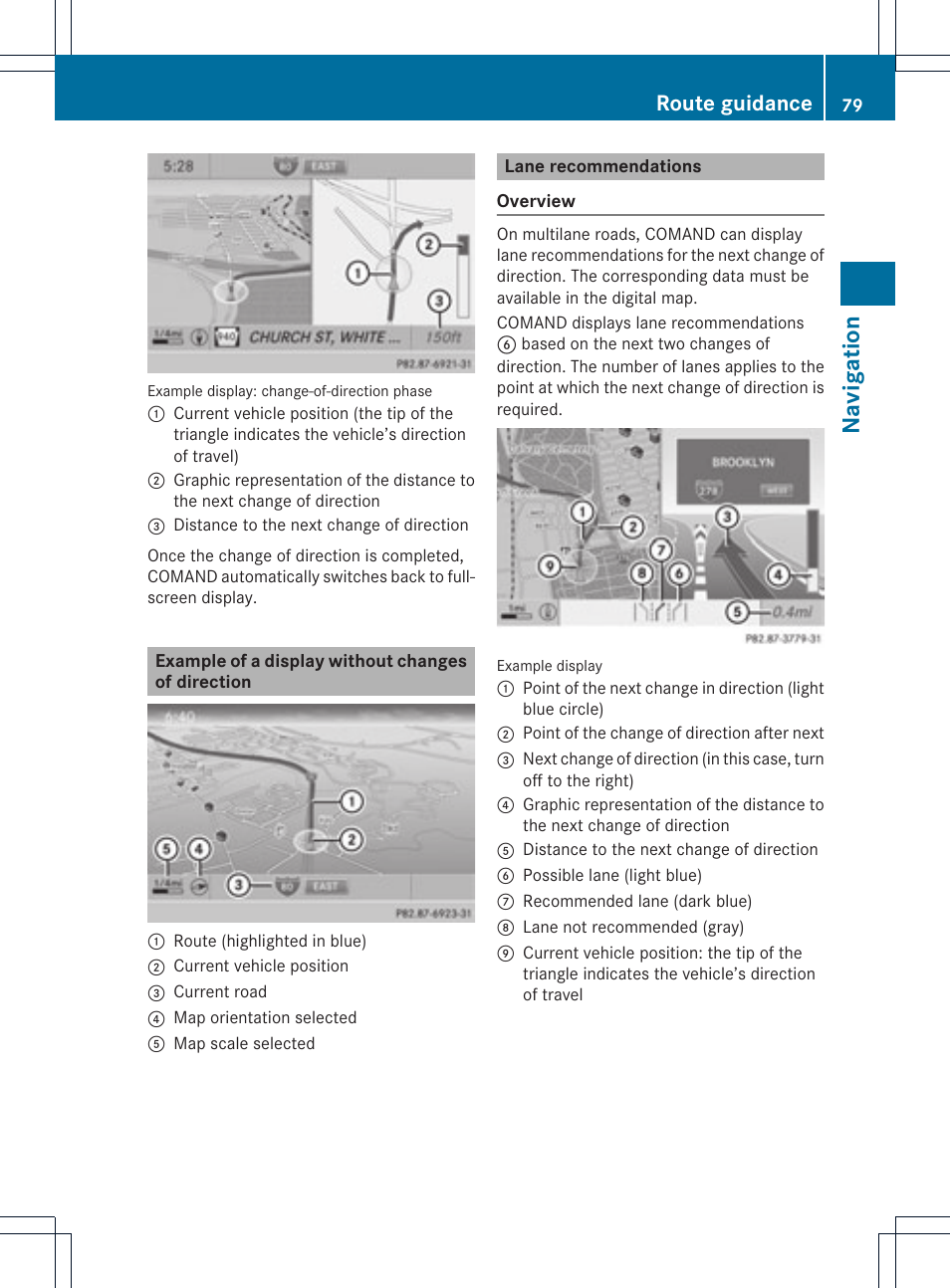 Navigat ion, Route guidance | Mercedes-Benz C-Coupe 2012 COMAND Manual User Manual | Page 81 / 234