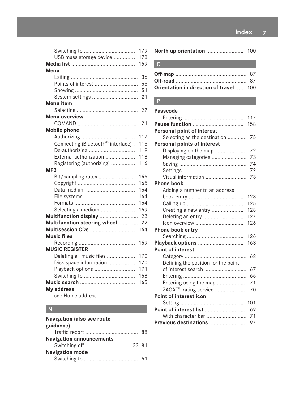 Index | Mercedes-Benz C-Coupe 2012 COMAND Manual User Manual | Page 9 / 234