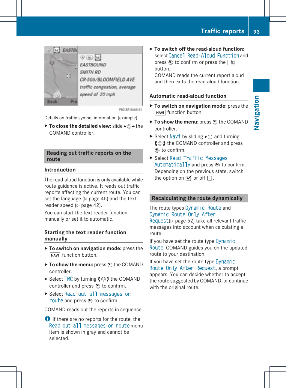 Navigat ion, Traffic reports | Mercedes-Benz C-Coupe 2012 COMAND Manual User Manual | Page 95 / 234