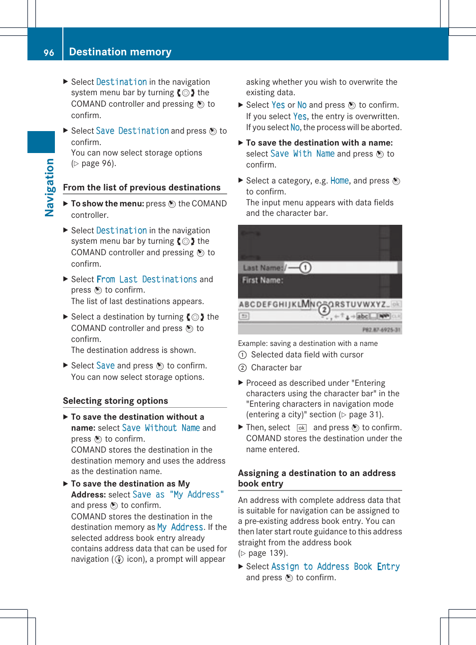 Na vigation | Mercedes-Benz C-Coupe 2012 COMAND Manual User Manual | Page 98 / 234