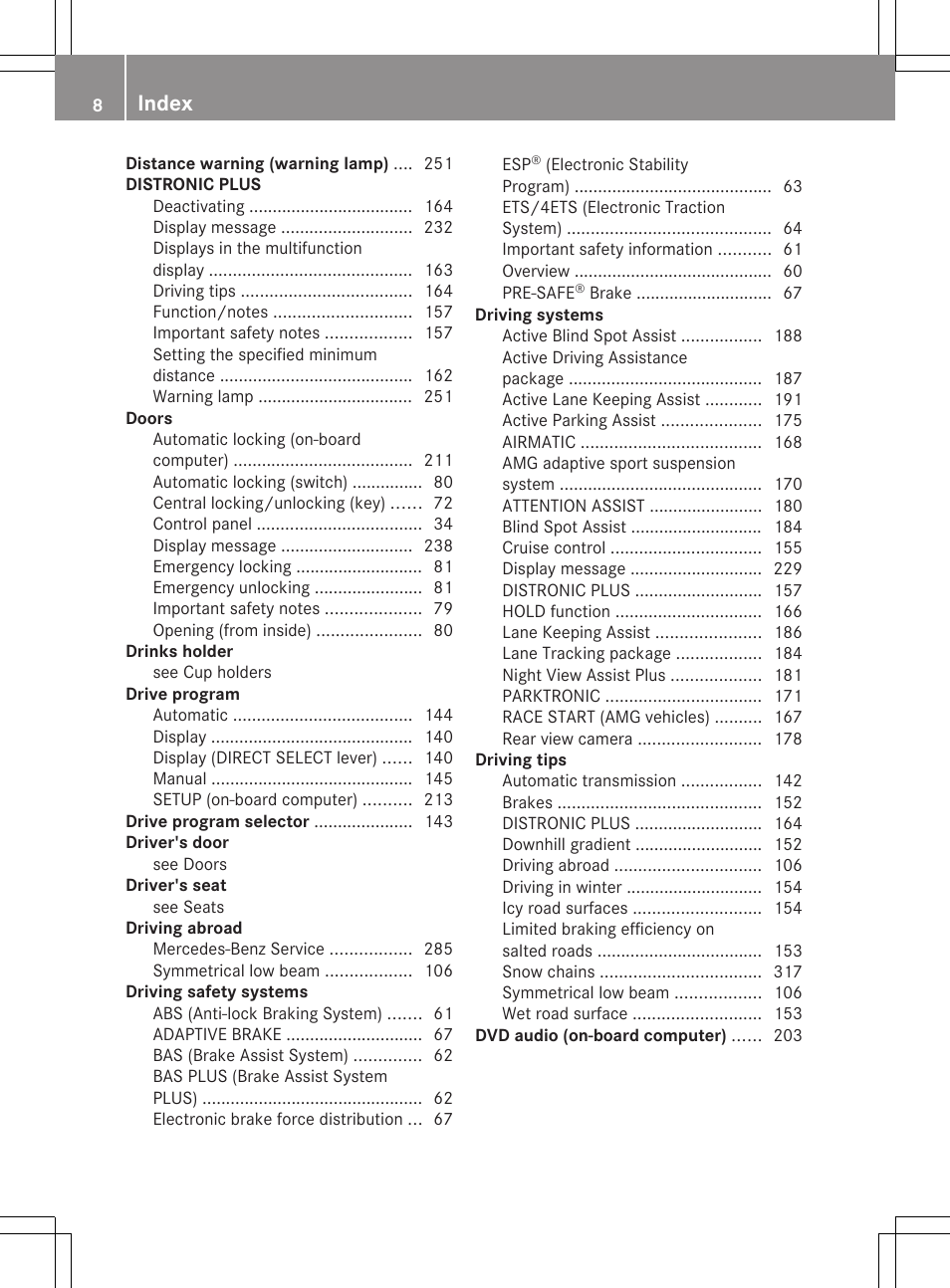 Index | Mercedes-Benz CLS-Class 2012 Owners Manual User Manual | Page 10 / 356