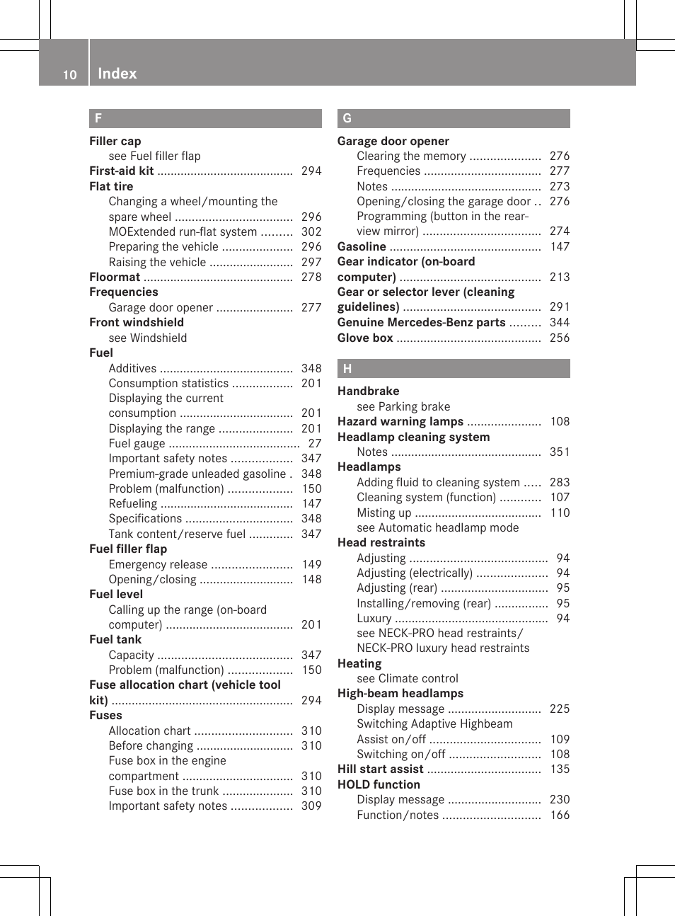 Index | Mercedes-Benz CLS-Class 2012 Owners Manual User Manual | Page 12 / 356