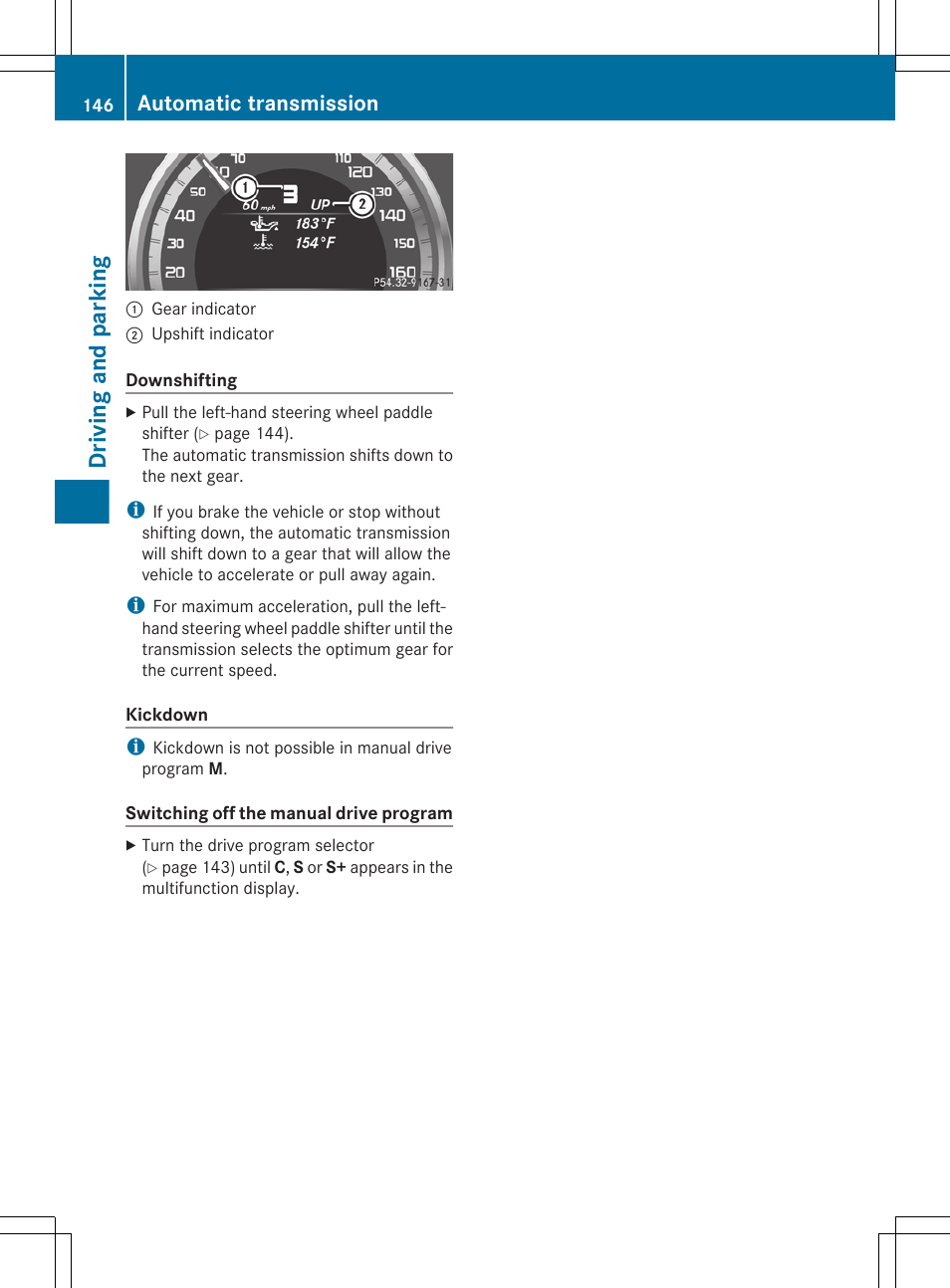 Driving and parking, Automatic transmission | Mercedes-Benz CLS-Class 2012 Owners Manual User Manual | Page 148 / 356