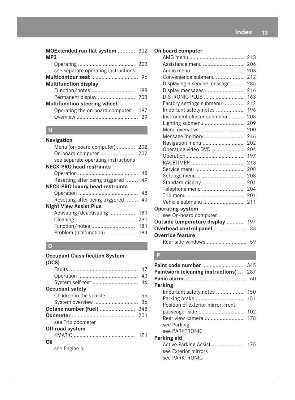 Index | Mercedes-Benz CLS-Class 2012 Owners Manual User Manual | Page 15 / 356