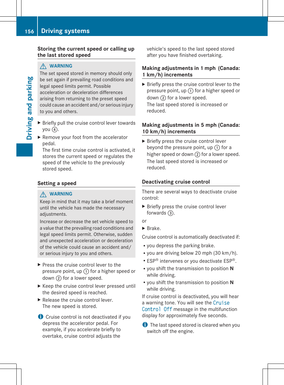 Driving and parking, Driving systems | Mercedes-Benz CLS-Class 2012 Owners Manual User Manual | Page 158 / 356