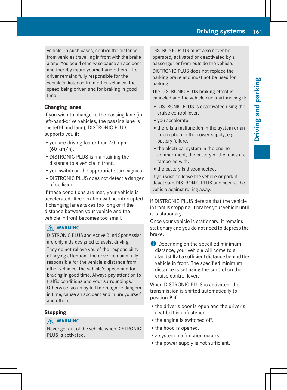 Driving and parking, Driving systems | Mercedes-Benz CLS-Class 2012 Owners Manual User Manual | Page 163 / 356