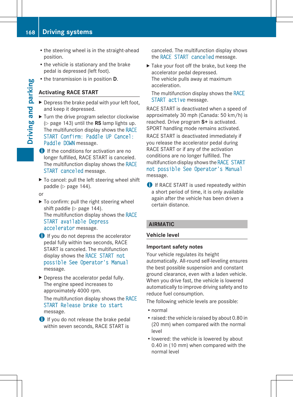 Airmatic, Driving and parking, Driving systems | Mercedes-Benz CLS-Class 2012 Owners Manual User Manual | Page 170 / 356