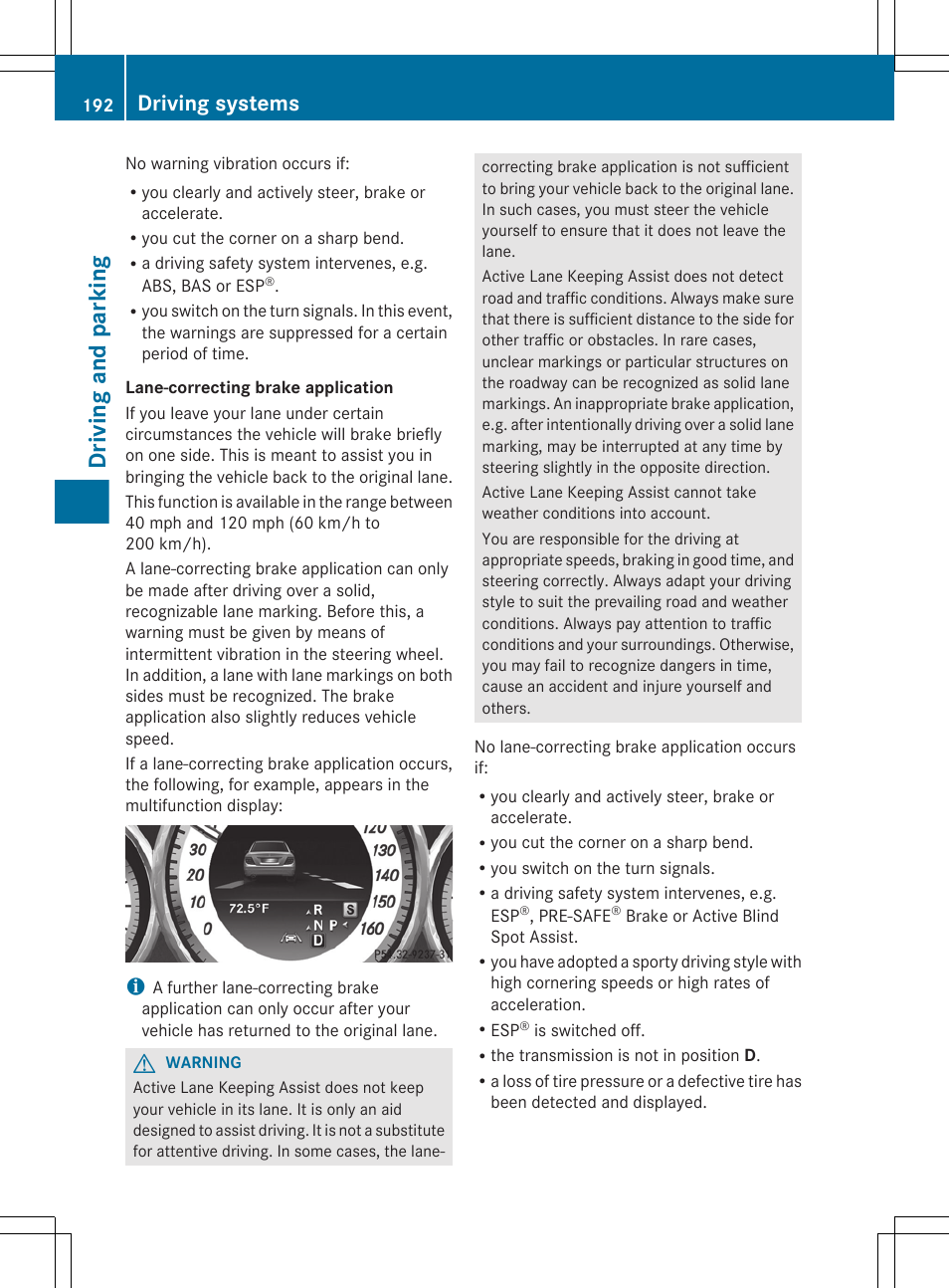Driving and parking, Driving systems | Mercedes-Benz CLS-Class 2012 Owners Manual User Manual | Page 194 / 356