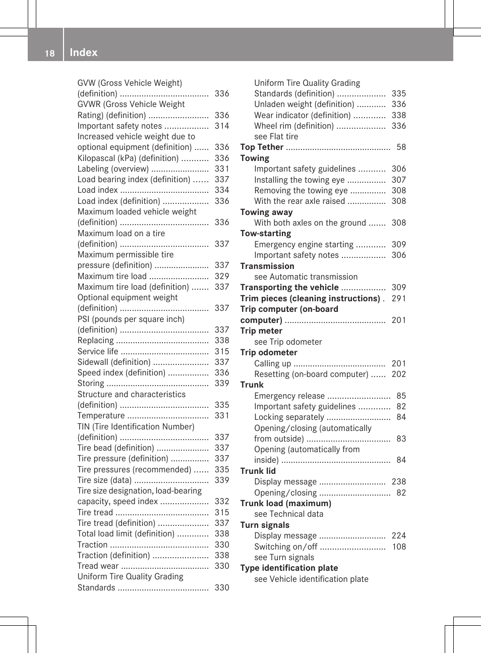 Index | Mercedes-Benz CLS-Class 2012 Owners Manual User Manual | Page 20 / 356