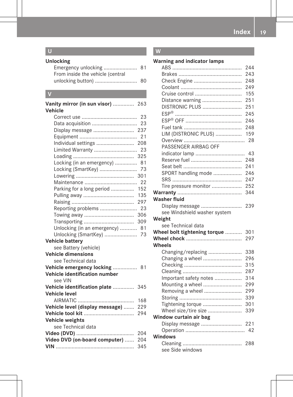 Index | Mercedes-Benz CLS-Class 2012 Owners Manual User Manual | Page 21 / 356