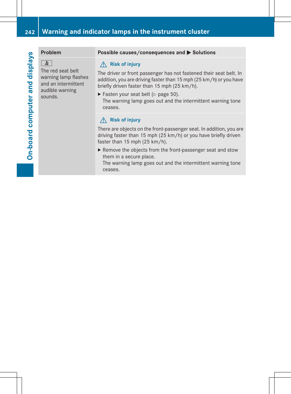 On-board computer and displays | Mercedes-Benz CLS-Class 2012 Owners Manual User Manual | Page 244 / 356