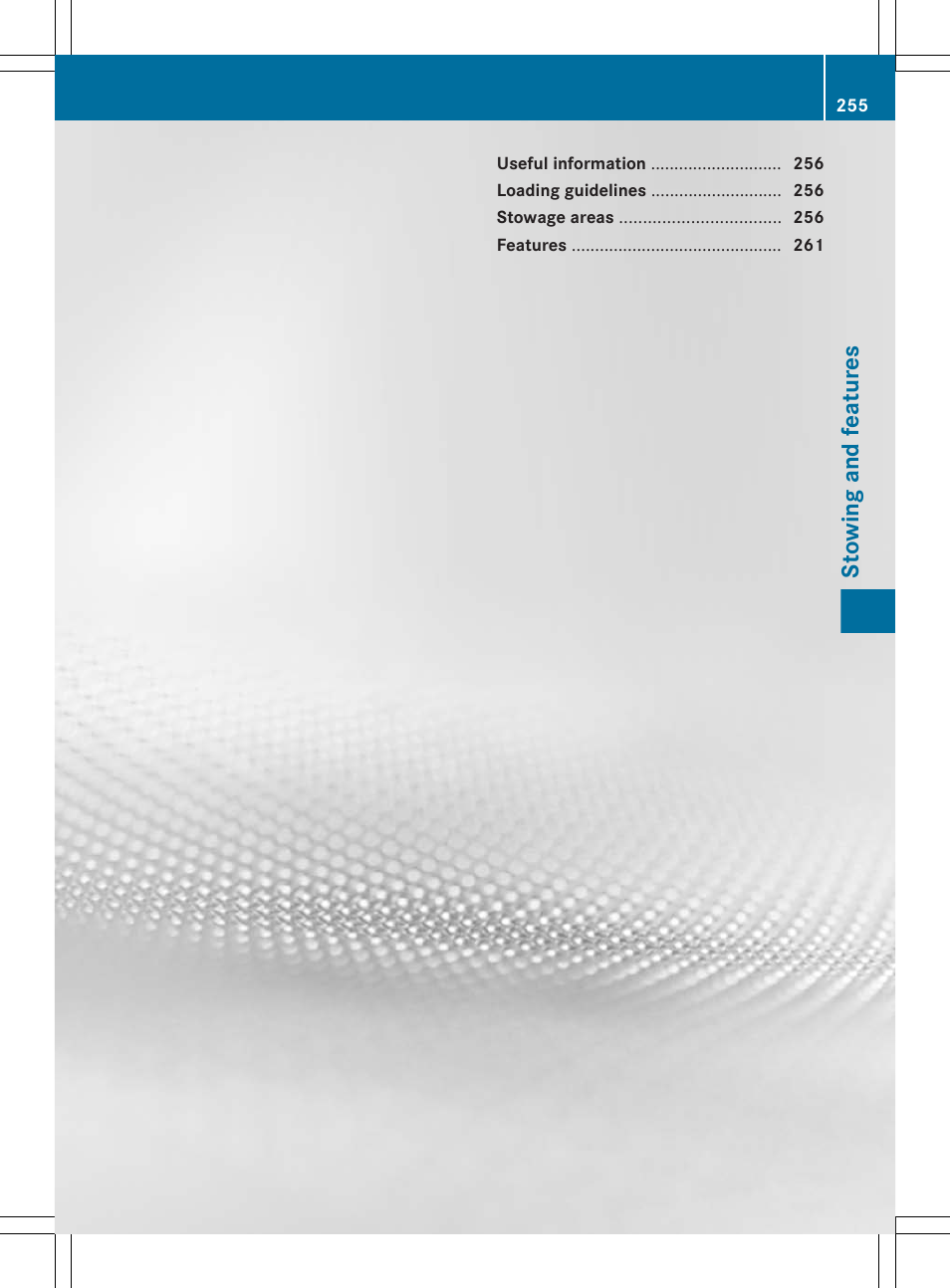 Stowing and features | Mercedes-Benz CLS-Class 2012 Owners Manual User Manual | Page 257 / 356