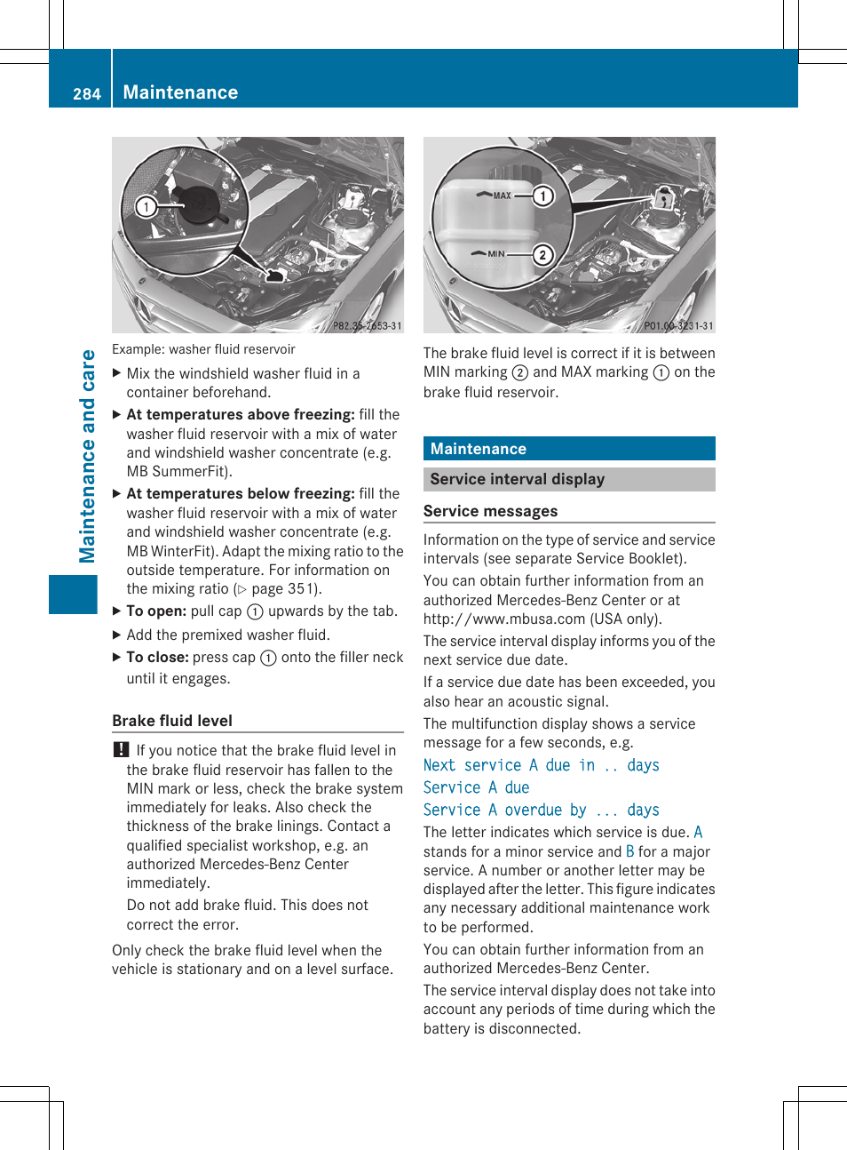 Maintenance, Service interval display, Assyst plus service interval display | Maintenance and care | Mercedes-Benz CLS-Class 2012 Owners Manual User Manual | Page 286 / 356