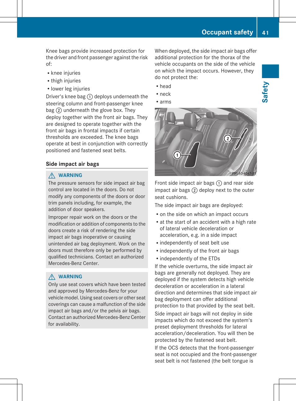 Safety, Occupant safety | Mercedes-Benz CLS-Class 2012 Owners Manual User Manual | Page 43 / 356