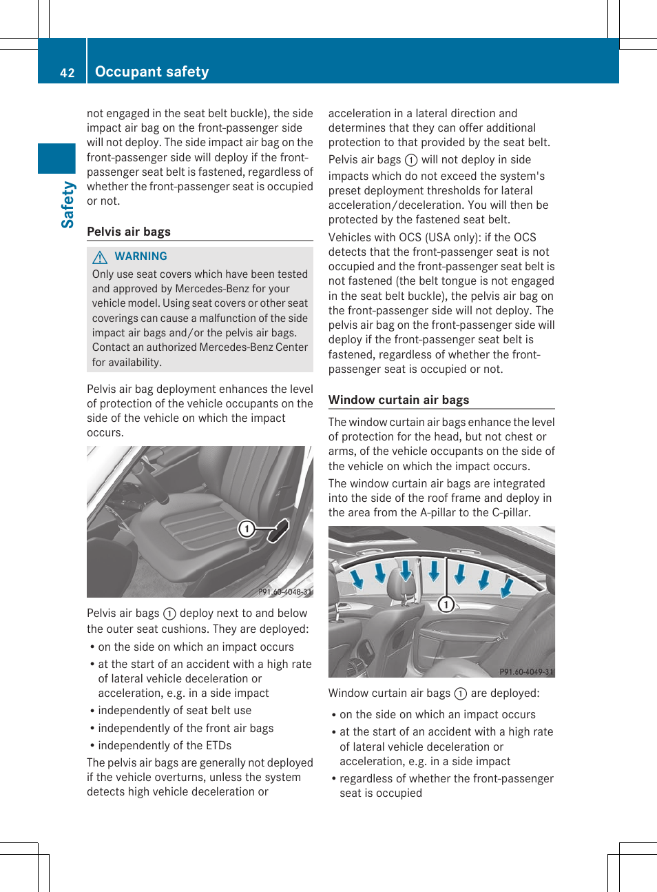 Safety, Occupant safety | Mercedes-Benz CLS-Class 2012 Owners Manual User Manual | Page 44 / 356