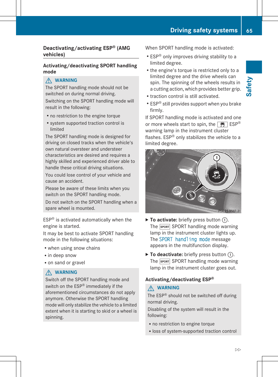 Safety, Driving safety systems | Mercedes-Benz CLS-Class 2012 Owners Manual User Manual | Page 67 / 356
