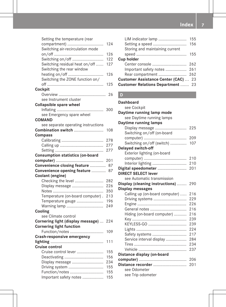 Index | Mercedes-Benz CLS-Class 2012 Owners Manual User Manual | Page 9 / 356