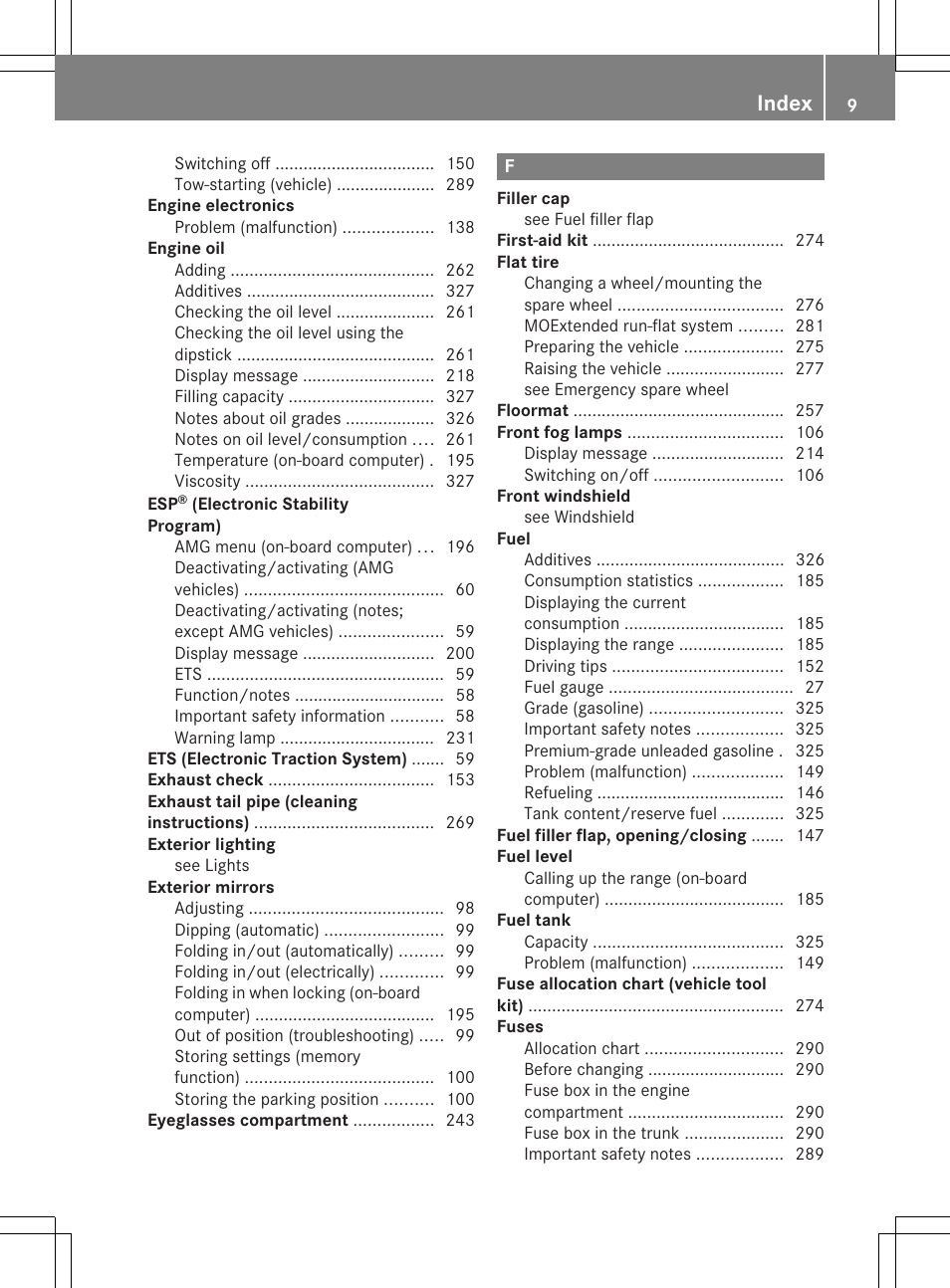Index | Mercedes-Benz SLK-Class 2012 Owners Manual User Manual | Page 11 / 334