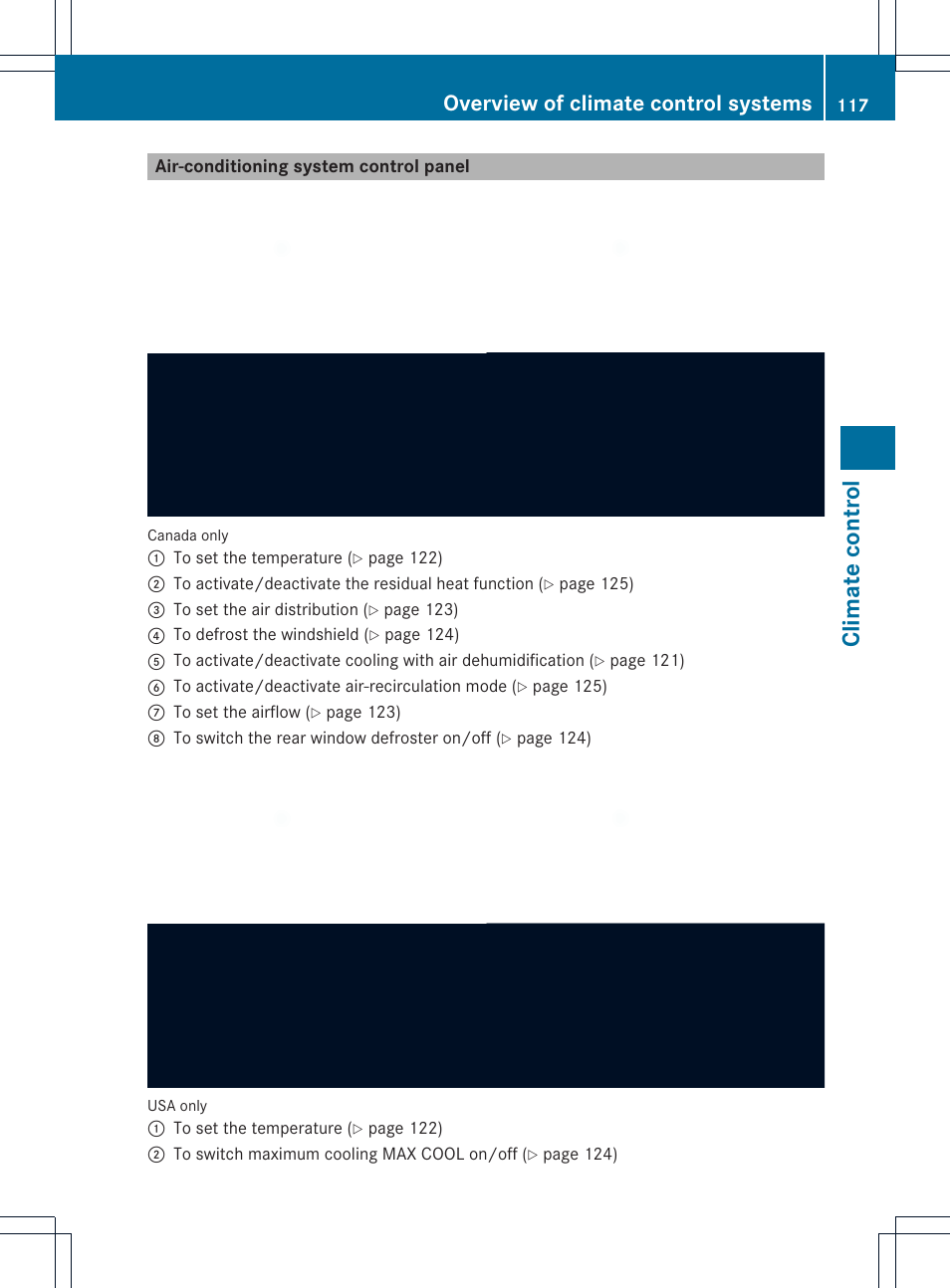 Climate control, Overview of climate control systems | Mercedes-Benz SLK-Class 2012 Owners Manual User Manual | Page 119 / 334