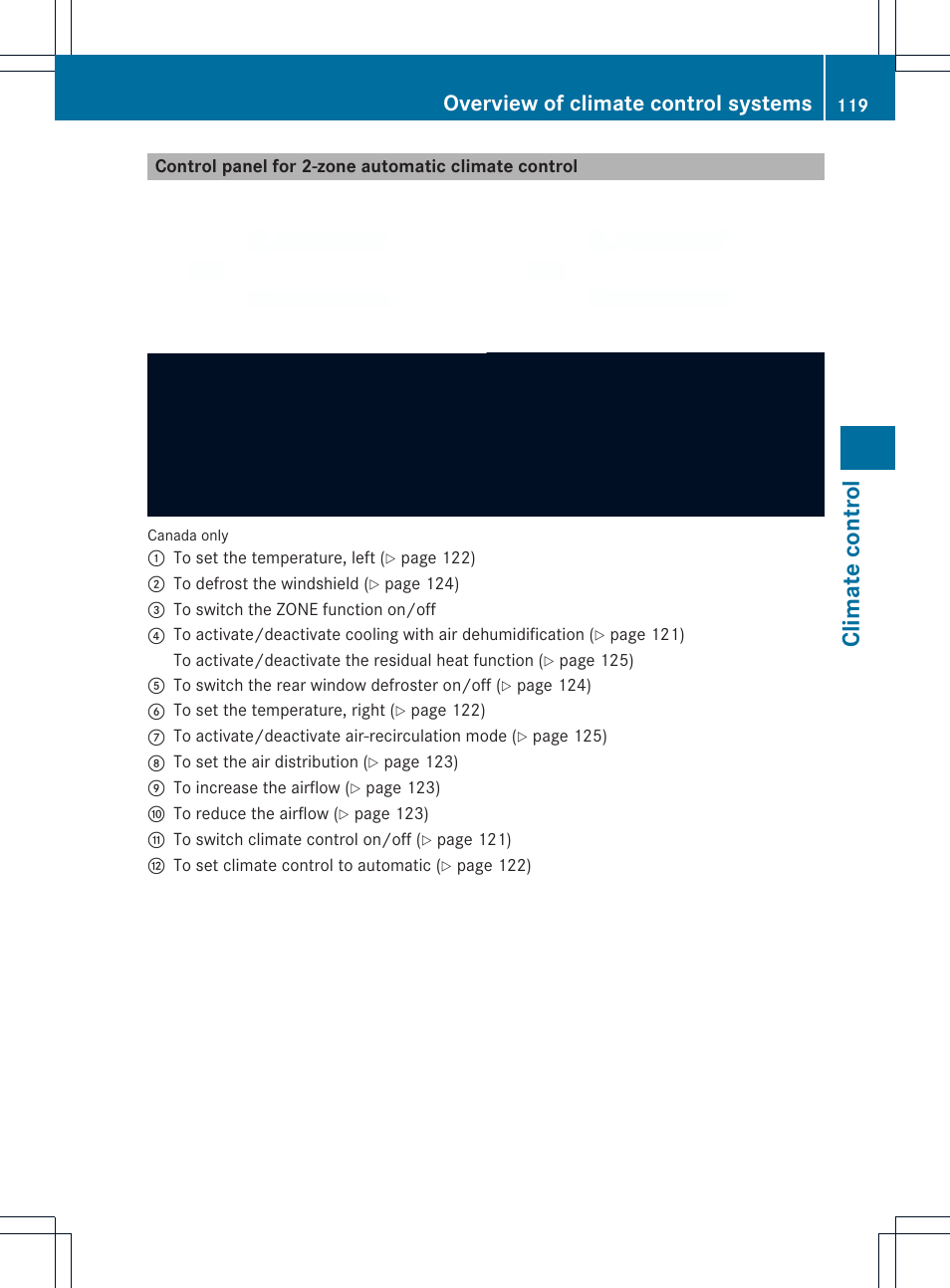 Climate control, Overview of climate control systems | Mercedes-Benz SLK-Class 2012 Owners Manual User Manual | Page 121 / 334