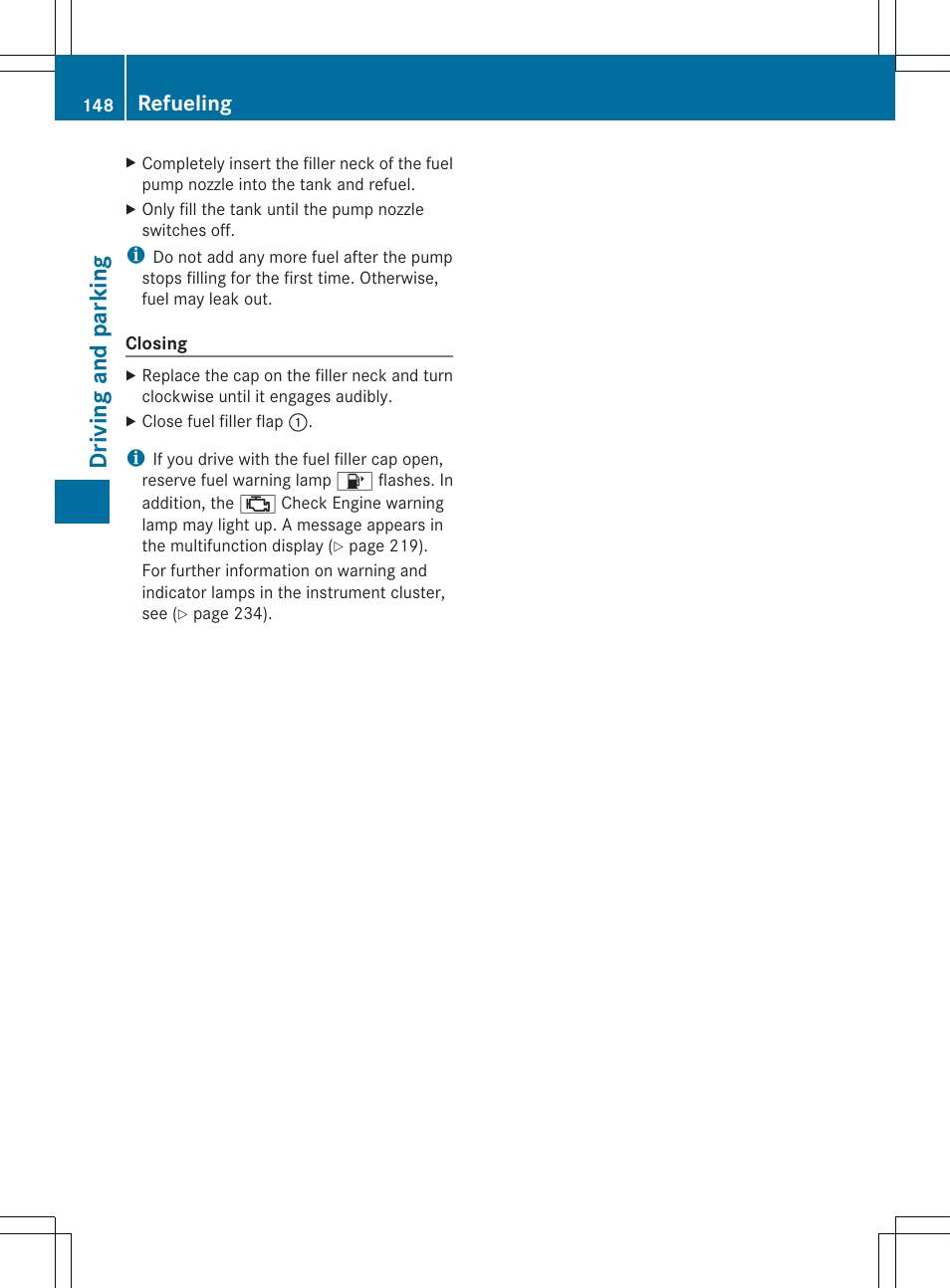 Driving and parking, Refueling | Mercedes-Benz SLK-Class 2012 Owners Manual User Manual | Page 150 / 334