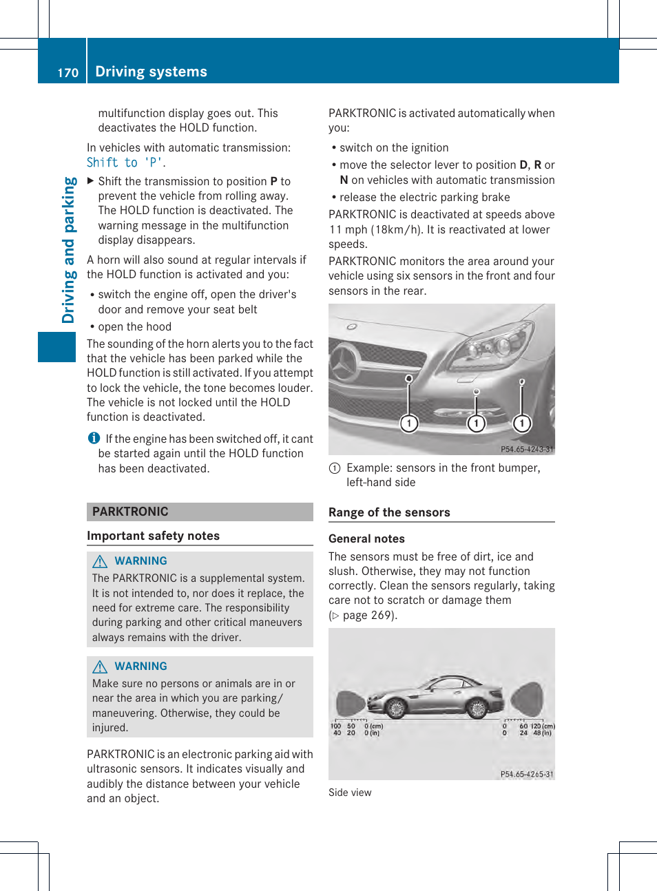 Driving and parking, Driving systems | Mercedes-Benz SLK-Class 2012 Owners Manual User Manual | Page 172 / 334