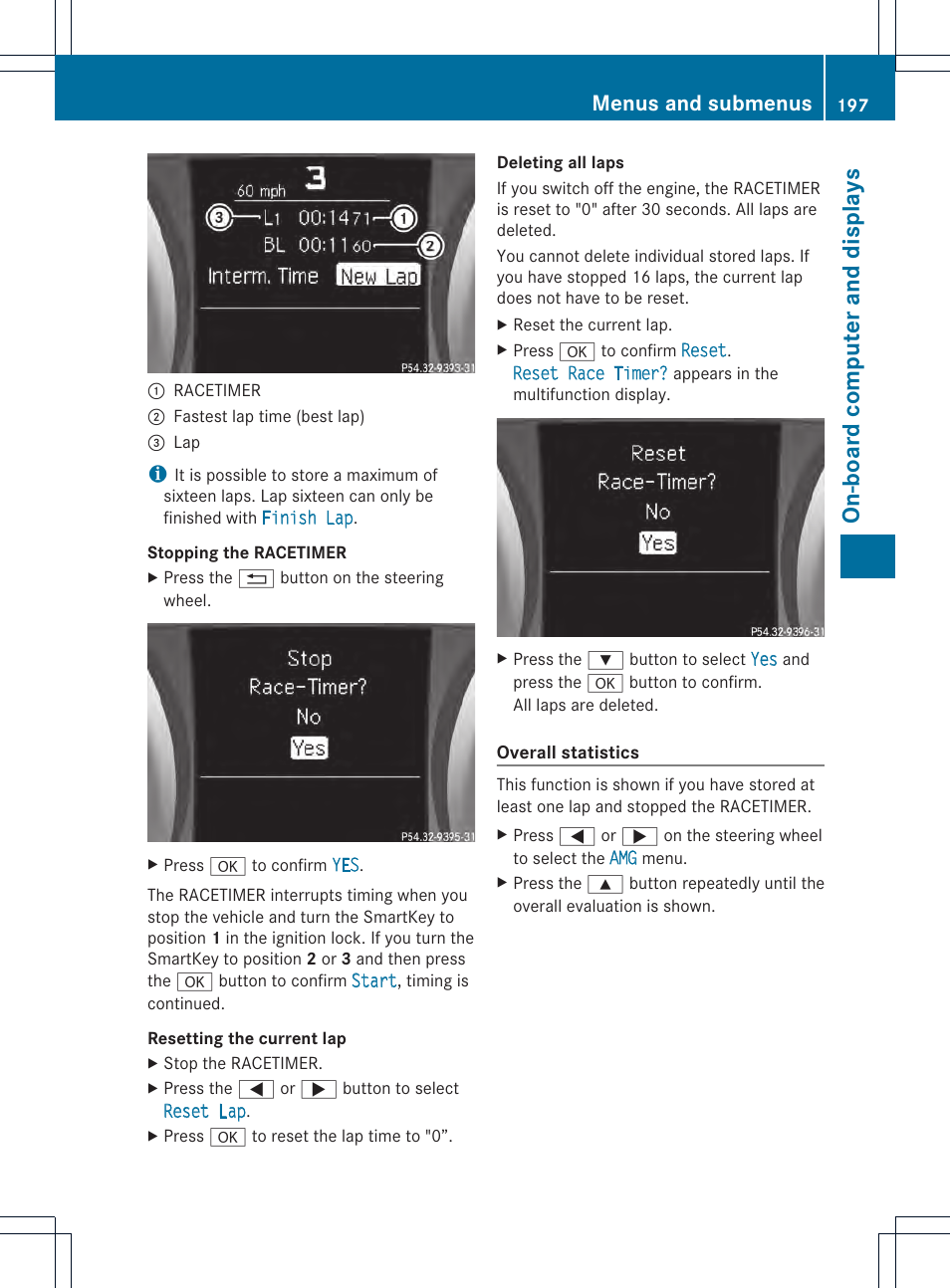 On-board computer and displays, Menus and submenus | Mercedes-Benz SLK-Class 2012 Owners Manual User Manual | Page 199 / 334