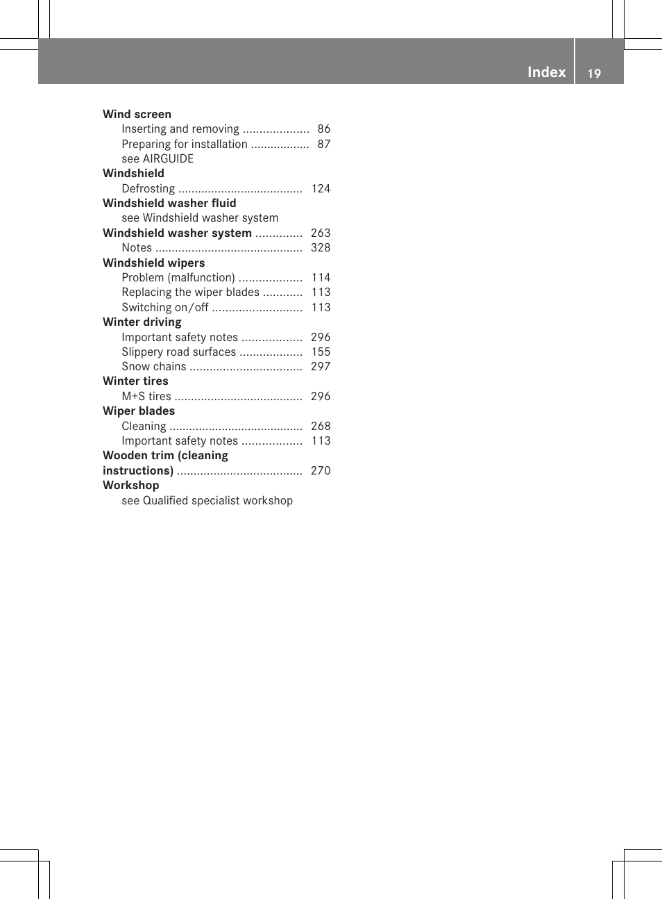 Index | Mercedes-Benz SLK-Class 2012 Owners Manual User Manual | Page 21 / 334