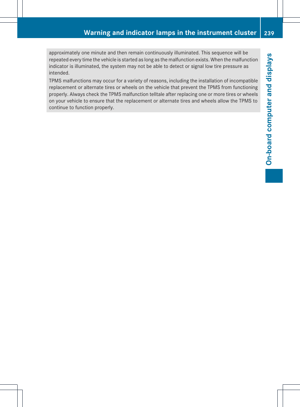 On-board computer and displays | Mercedes-Benz SLK-Class 2012 Owners Manual User Manual | Page 241 / 334