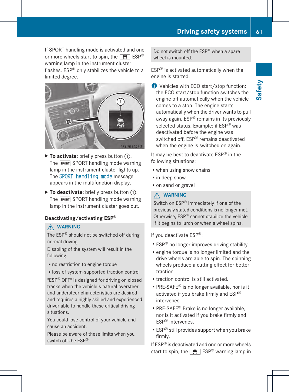 Safety, Driving safety systems | Mercedes-Benz SLK-Class 2012 Owners Manual User Manual | Page 63 / 334