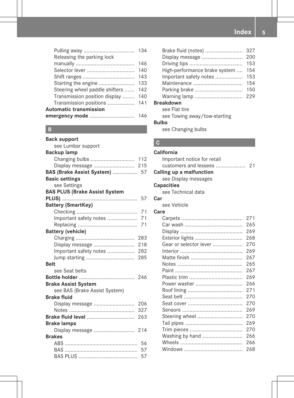 Index | Mercedes-Benz SLK-Class 2012 Owners Manual User Manual | Page 7 / 334