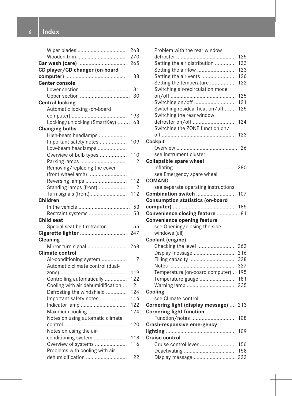 Index | Mercedes-Benz SLK-Class 2012 Owners Manual User Manual | Page 8 / 334