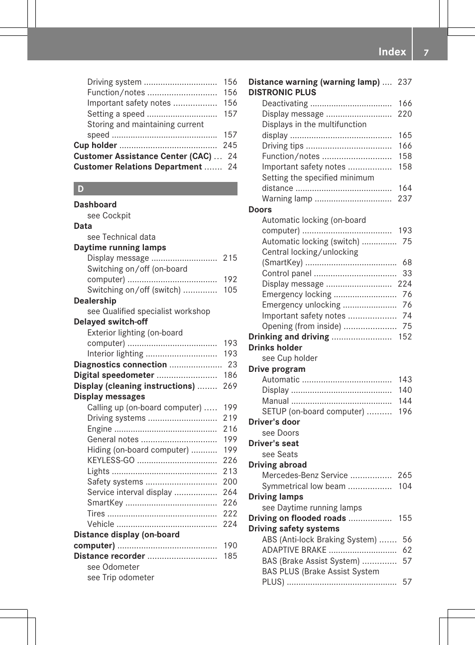 Index | Mercedes-Benz SLK-Class 2012 Owners Manual User Manual | Page 9 / 334