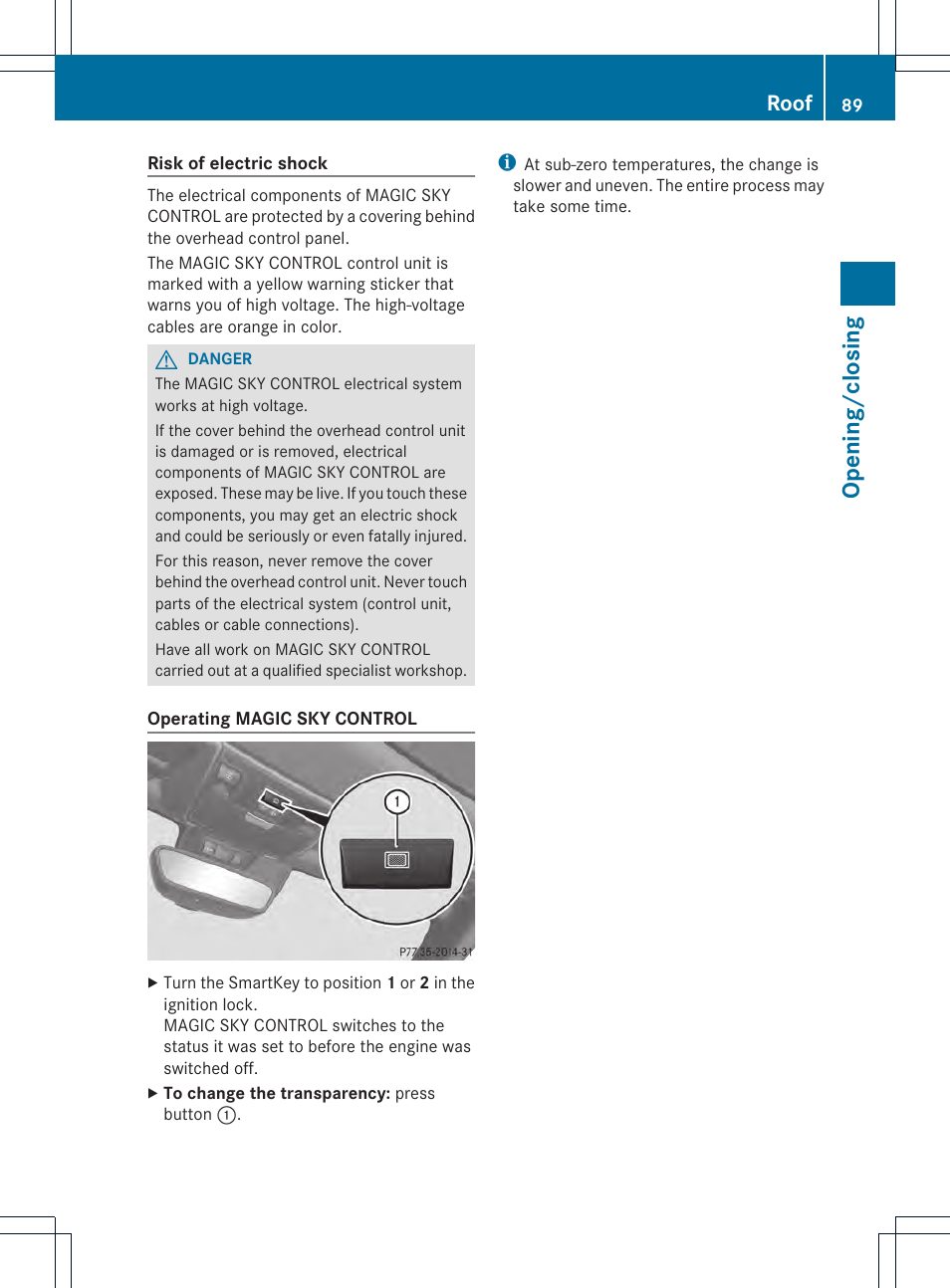 Opening/closing, Roof | Mercedes-Benz SLK-Class 2012 Owners Manual User Manual | Page 91 / 334