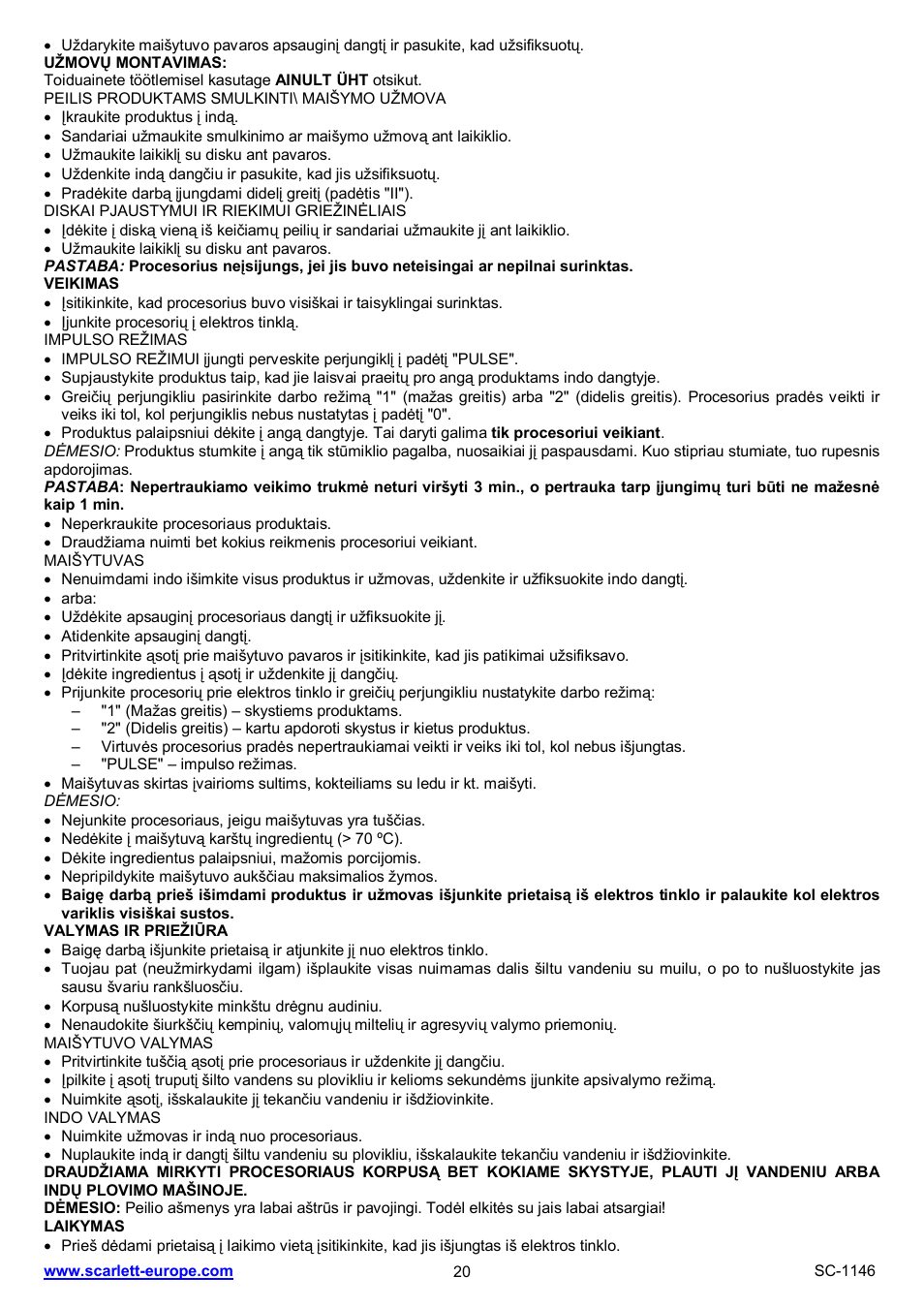 Scarlett SC-1146 User Manual | Page 20 / 27