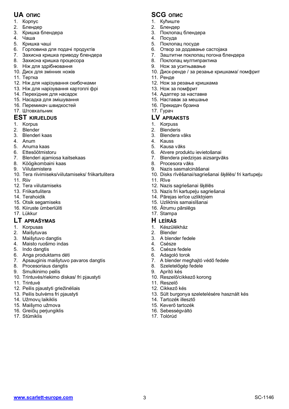 Ua scg | Scarlett SC-1146 User Manual | Page 3 / 27