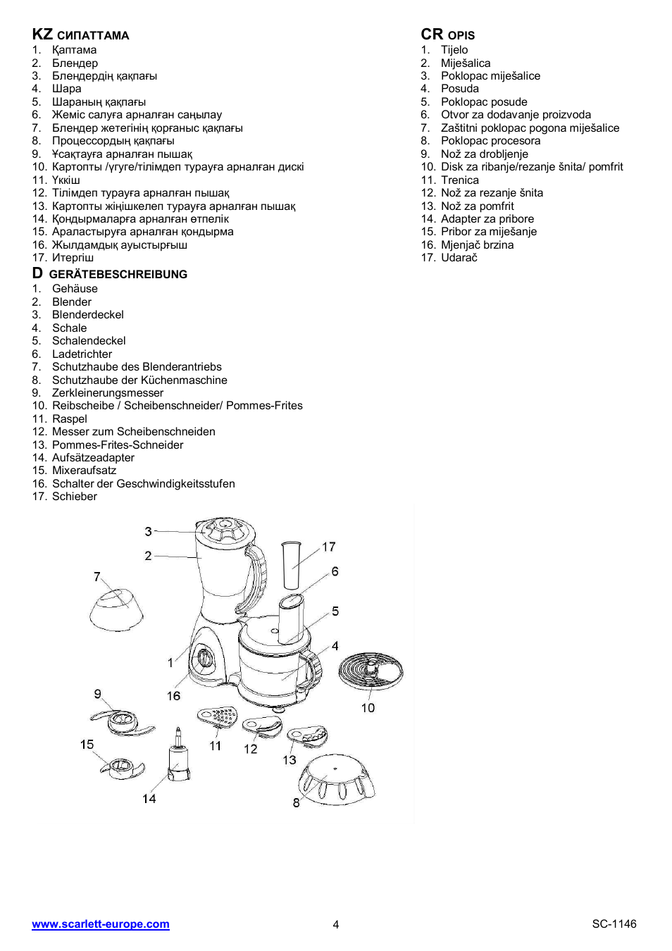 Kz cr | Scarlett SC-1146 User Manual | Page 4 / 27
