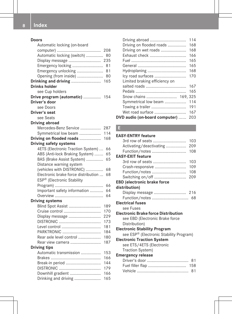 Index | Mercedes-Benz R-Class 2012 Owners Manual User Manual | Page 10 / 368