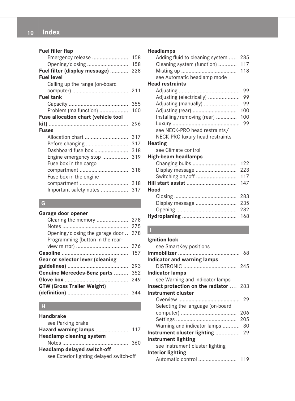 Index | Mercedes-Benz R-Class 2012 Owners Manual User Manual | Page 12 / 368