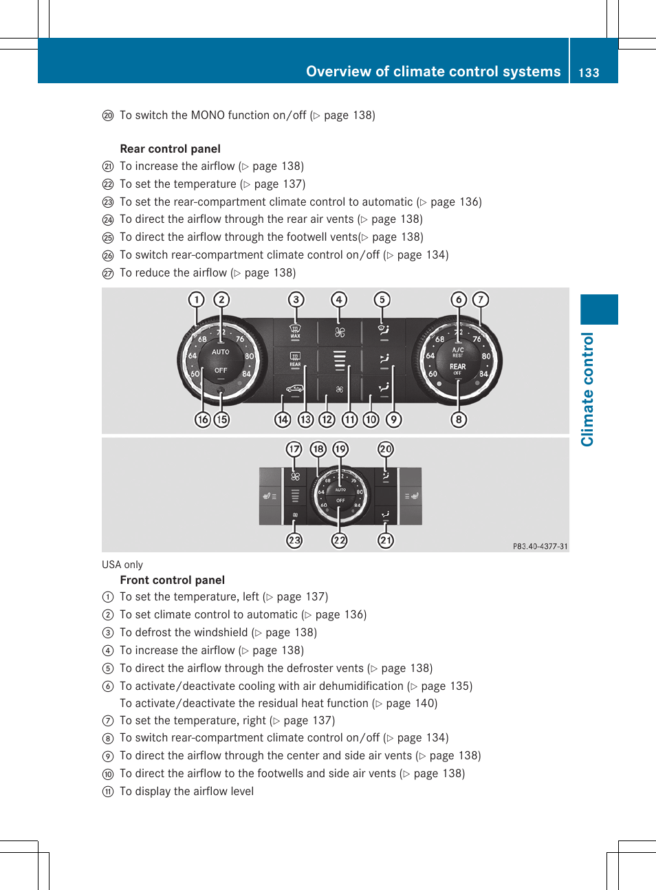 Climate control, Overview of climate control systems | Mercedes-Benz R-Class 2012 Owners Manual User Manual | Page 135 / 368